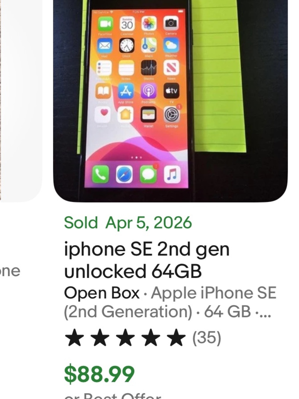Apple Unlocked IPhone SE with Black & Purple Case. In good used condition. - Picture 7 of 7